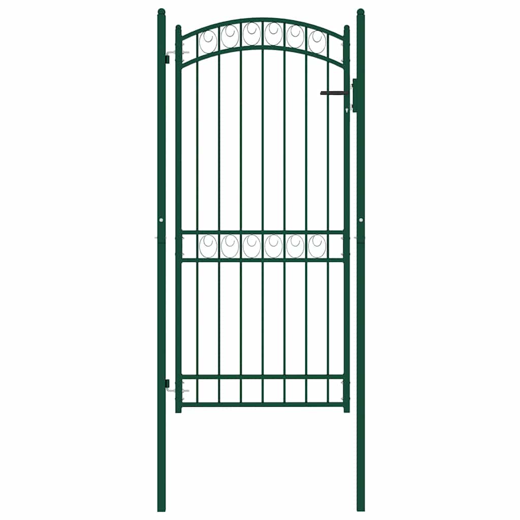 Vidaxl poort met gebogen bovenkant 102x136 cm staal groen