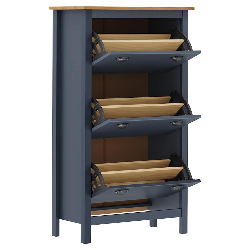 Vidaxl schoenenkast heuvel 72x35x124 cm massief groenenhout grijs