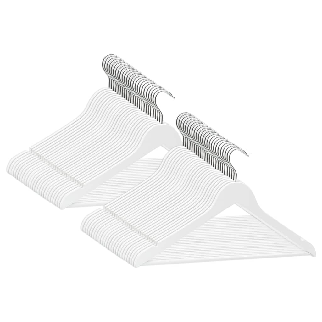 Vidaxl 50-delige kledinghangerset antislip hardhout wit