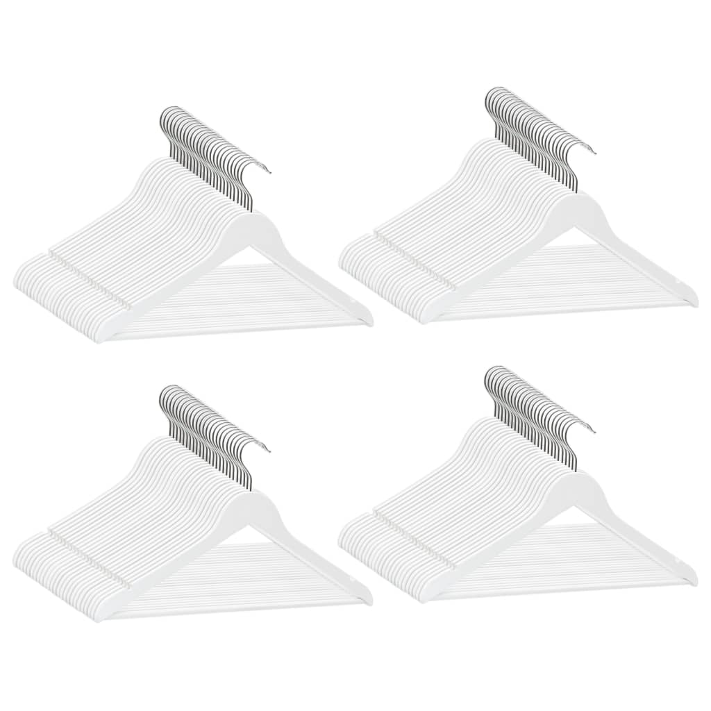 Vidaxl 100-delige kledinghangerset antislip hardhout wit