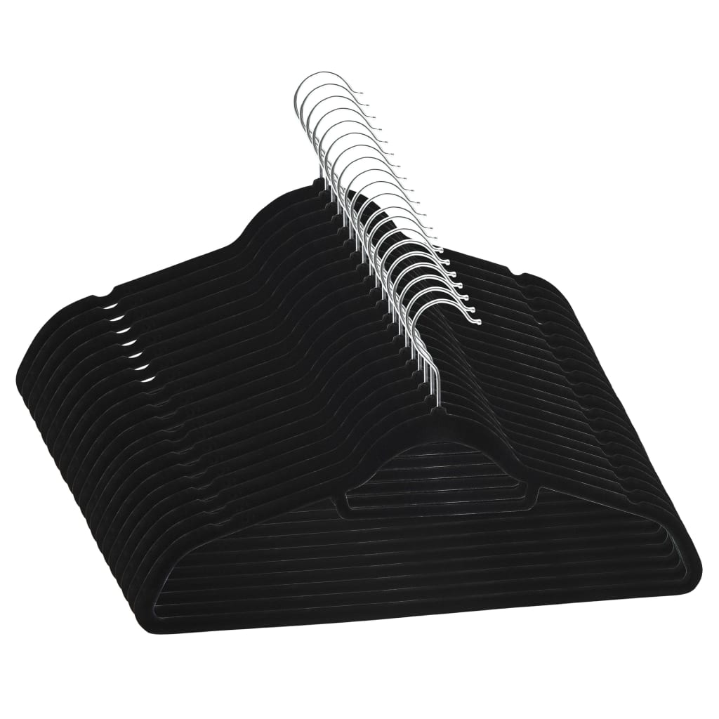 Vidaxl 20-delige kledinghangerset antislip fluweel zwart