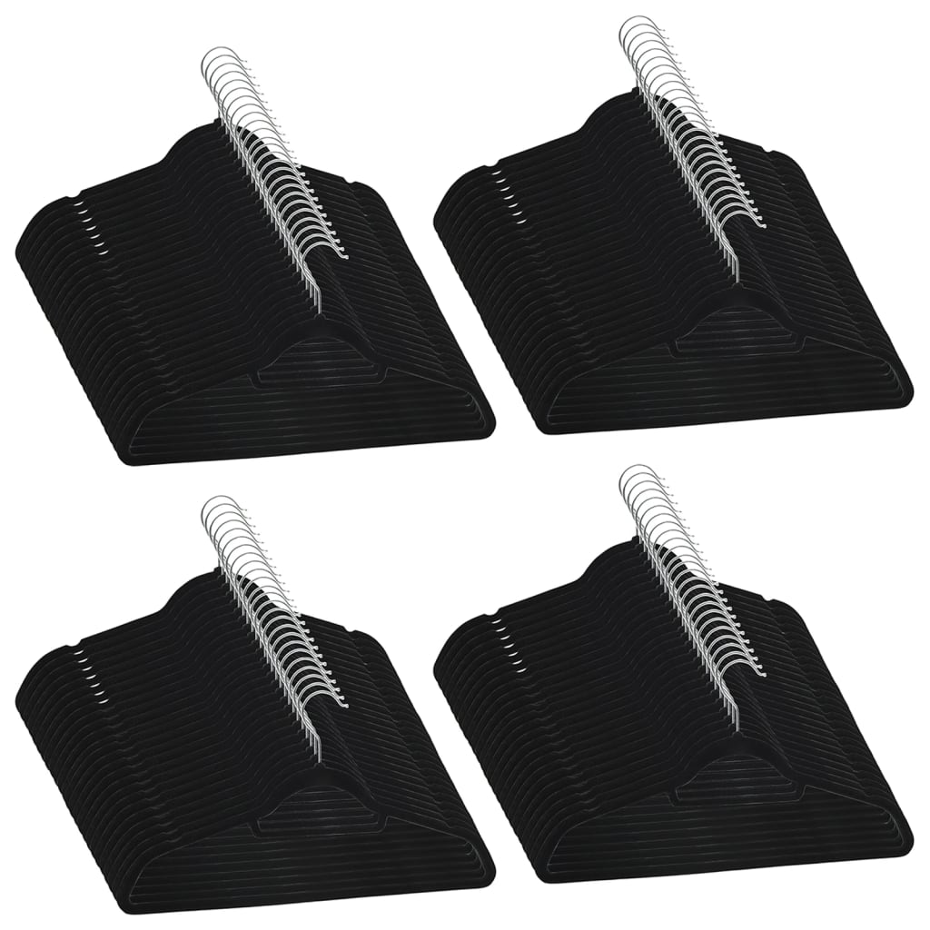 Vidaxl 100-delige kledinghangerset antislip fluweel zwart