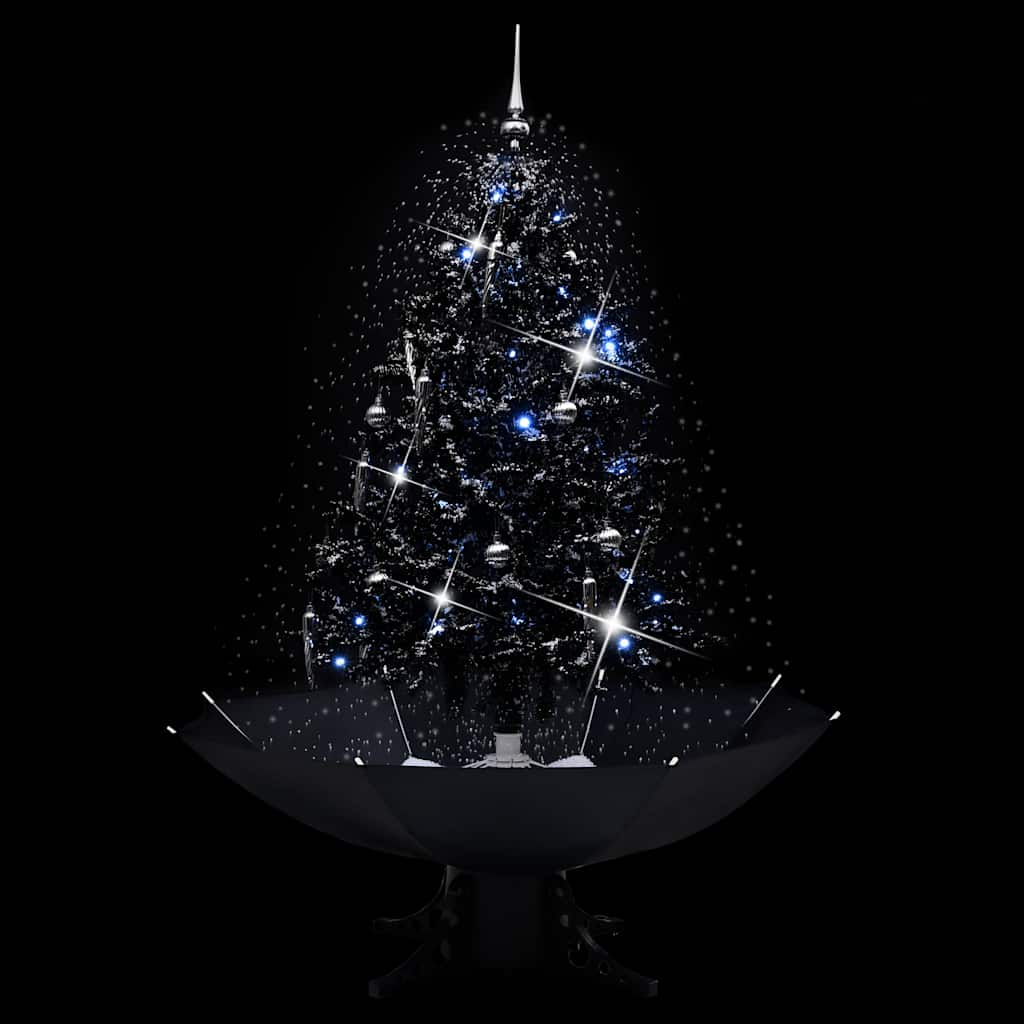 Vidaxl kerstboom sneeuwend met paraplubasis 140 cm pvc zwart