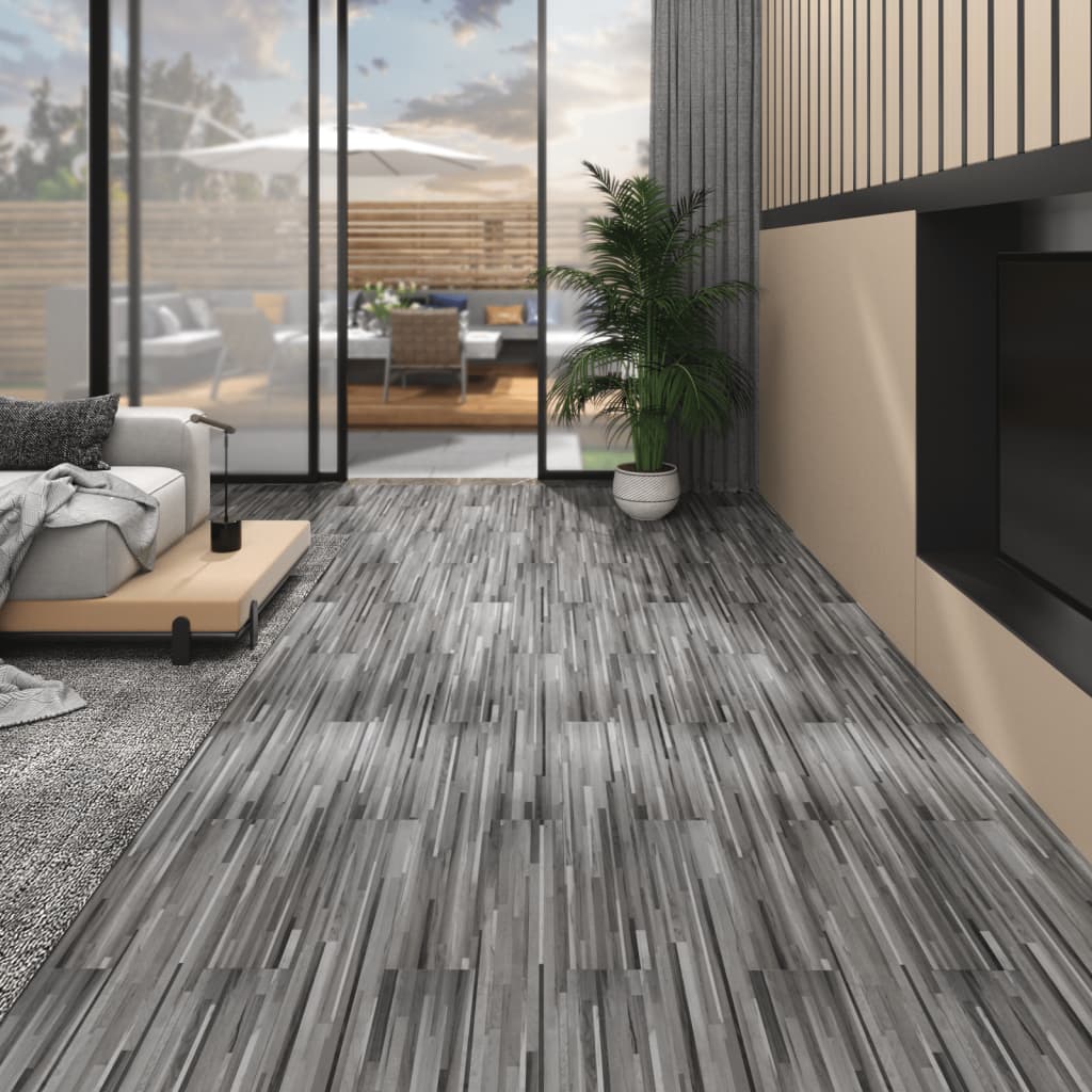 VidaXL Vloerplanken niet-zelfklevende 4,46 m² 3 mm PVC gestreept grijs