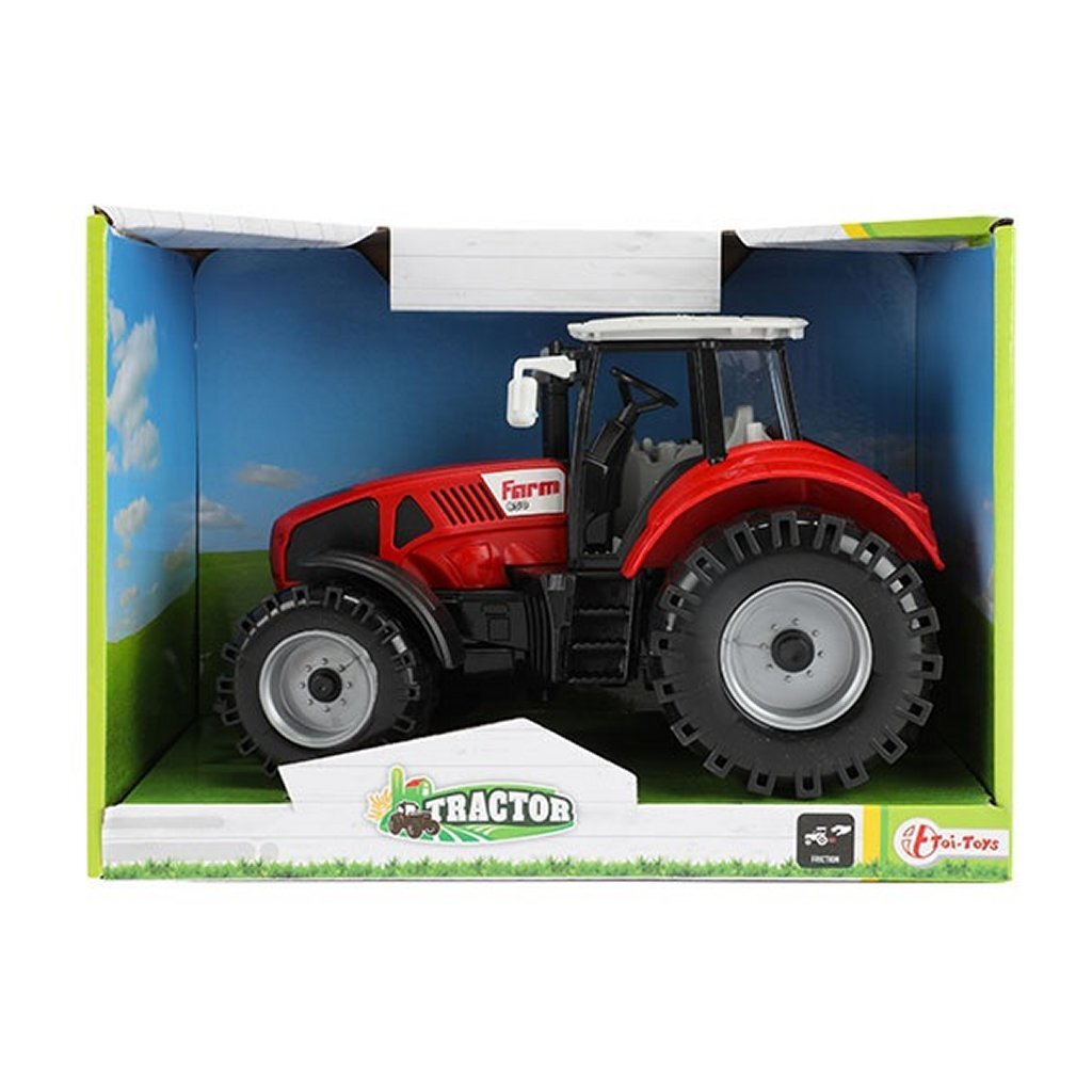 Tractor met frictie 19 cm rood zwart