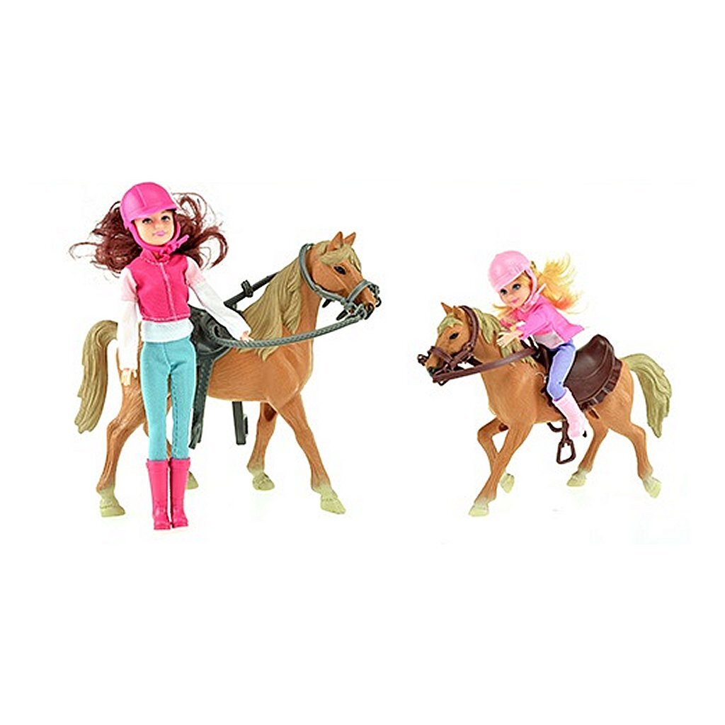 Paarden paardrijden speelset 2 poppen + paarden