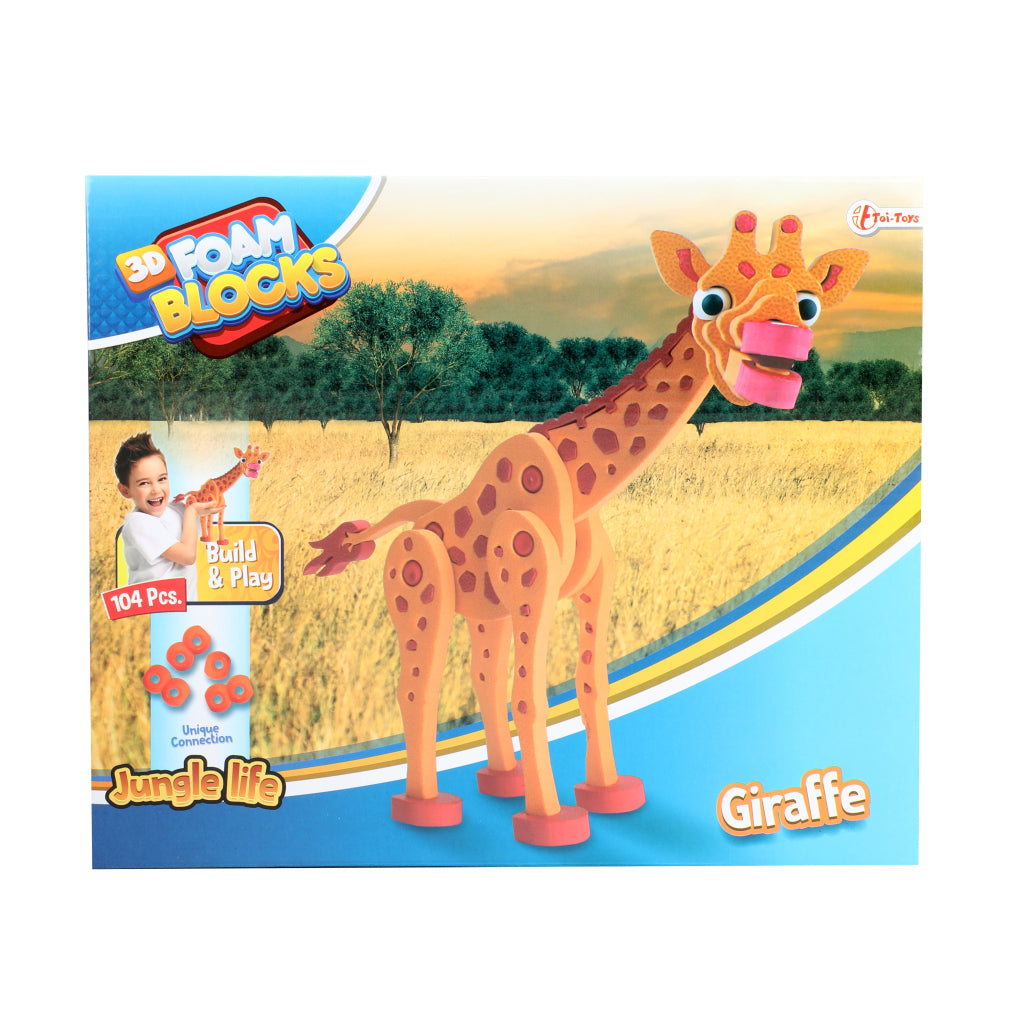 Toi-toys 3d-puzzel giraffe junior 31,5 cm foam oranje 104-delig