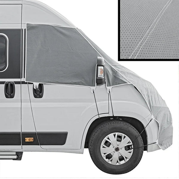 Proplus raamafdekking voor fiat ducato vanaf 06-2006 – voorruit- en zijraambescherming voor camper – inclusief bevestigingsstrips – grijs