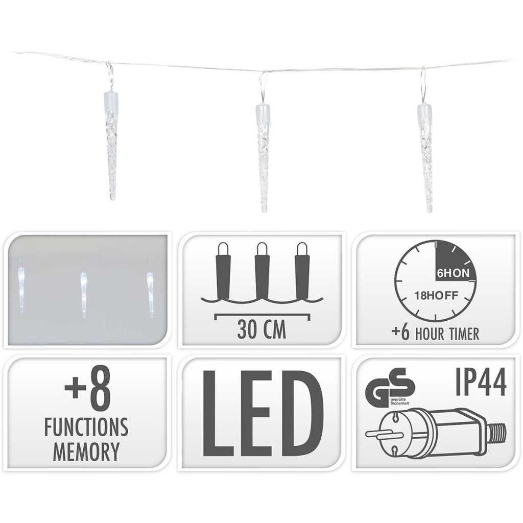 SIASIA Kerstverlichting IJspegels 6M 40 LEDs IP44 + Timer