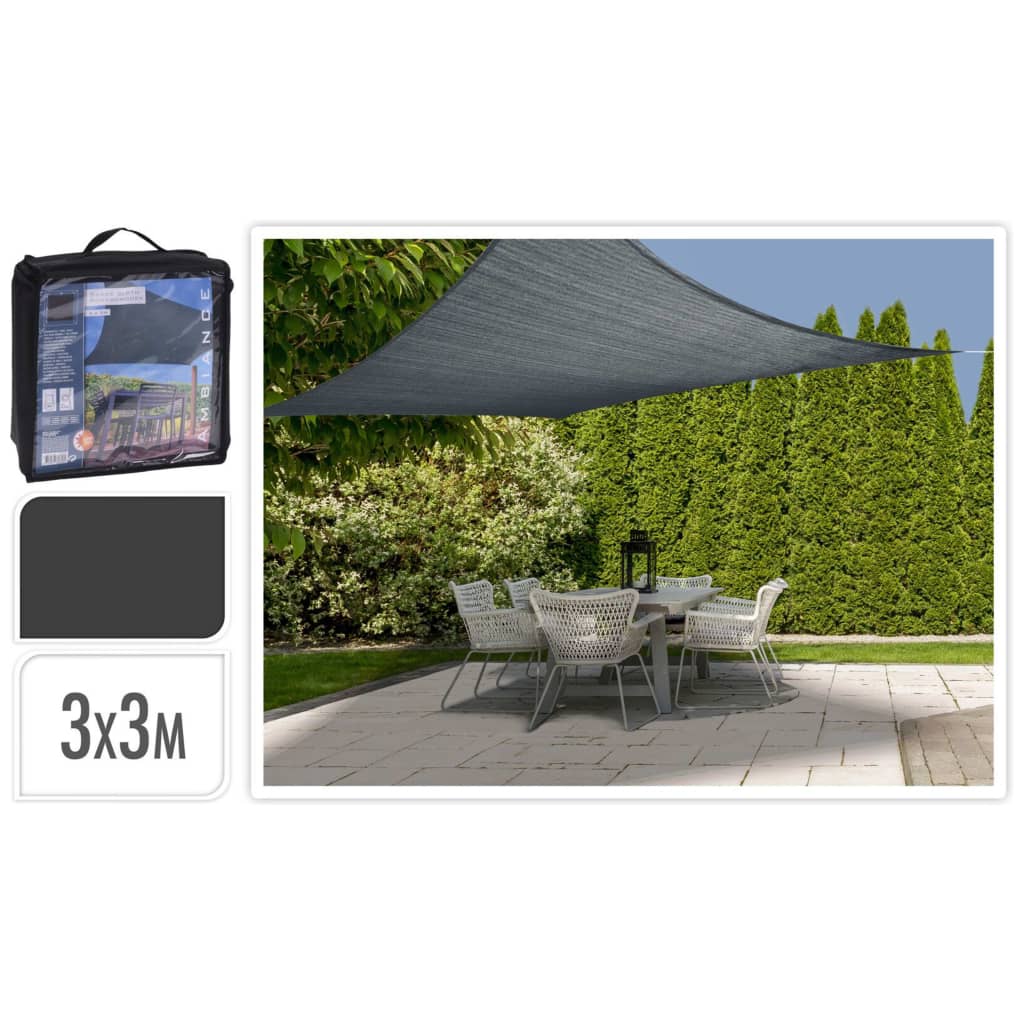 Progarden schaduwdoek vierkant 3x3 m donkergrijs