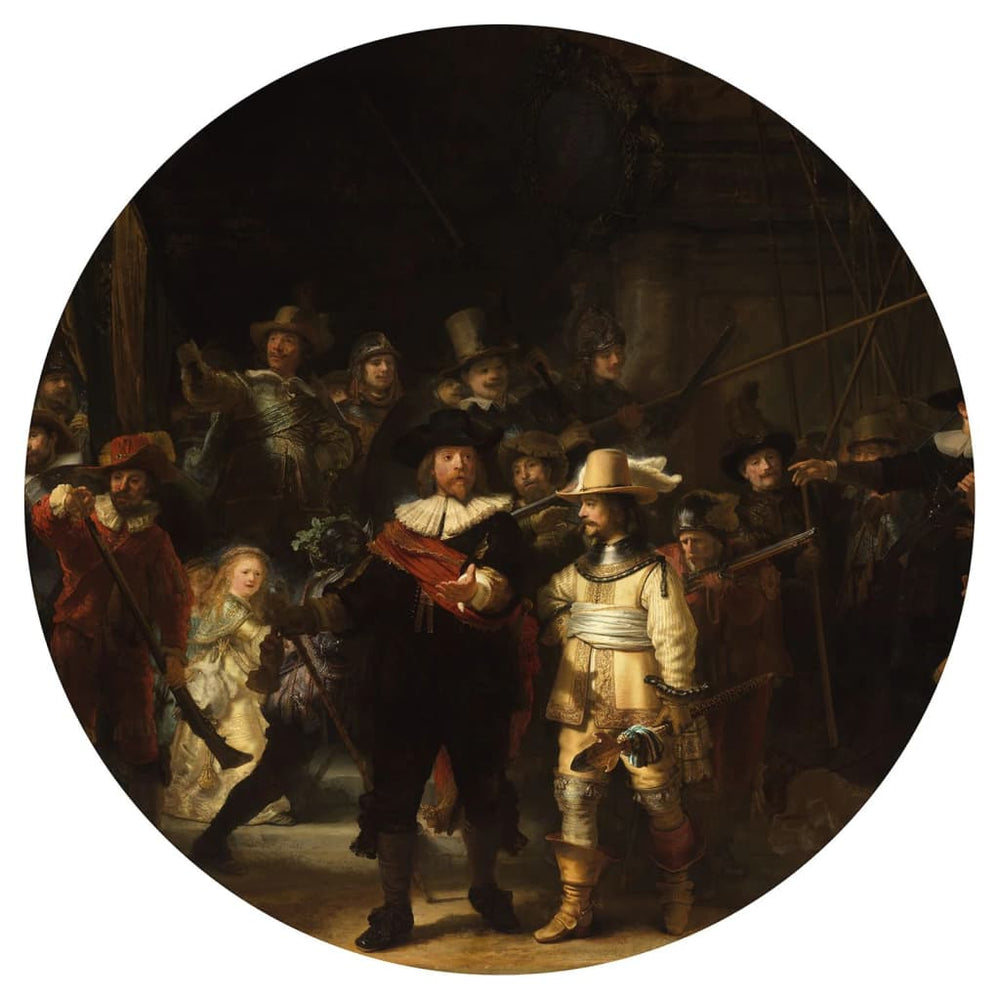Muurschildering behangcirkel de nachtwacht 142,5 cm