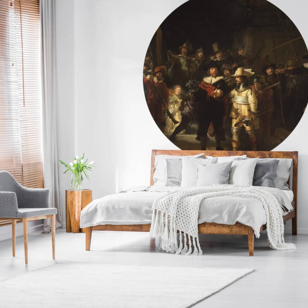 Muurschildering behangcirkel de nachtwacht 142,5 cm