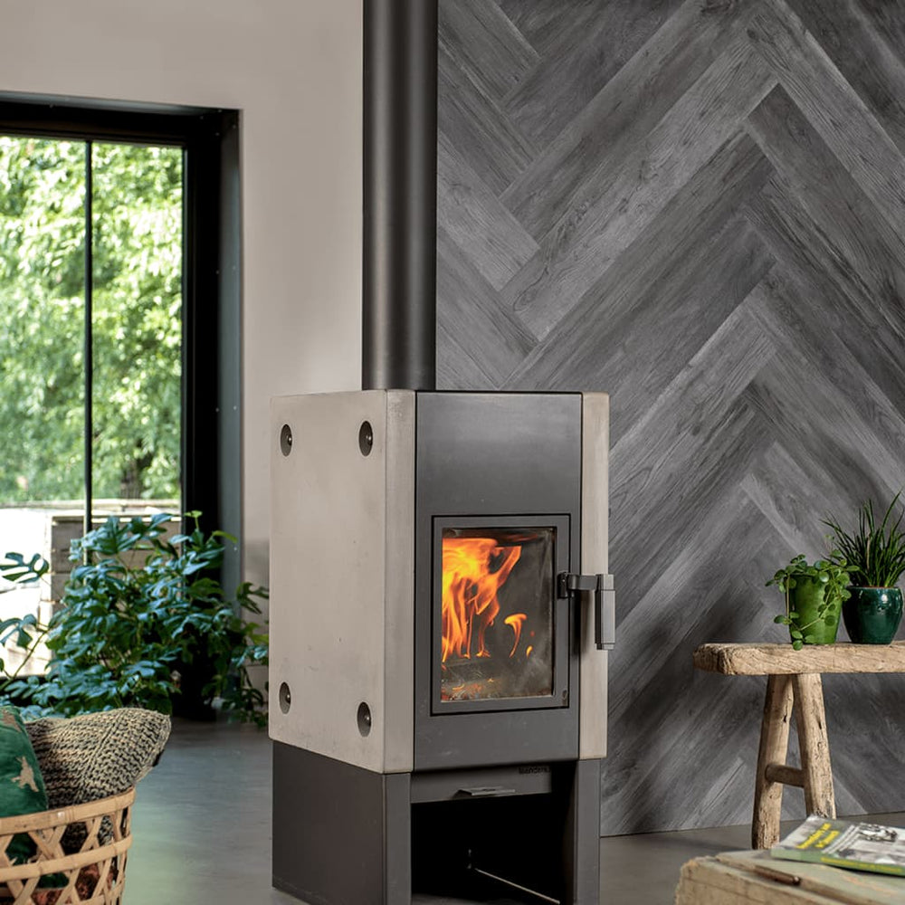 WallArt WallArt Planken houtlook schuurhout eiken asgrijs