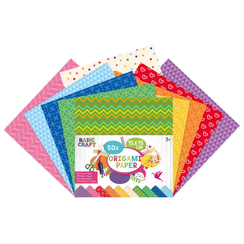 Creative craft group origami vouwblaadjes, 15x15cm, 50st.