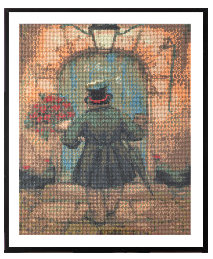 Grafix diamant schilderij anton pieck man met rozen 40x50cm