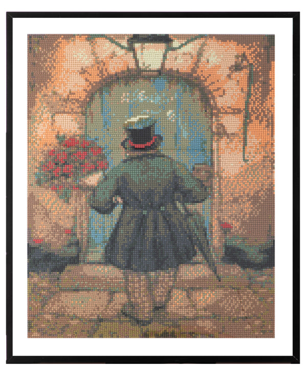 Grafix diamond painting anton pieck man met rozen 40x50cm