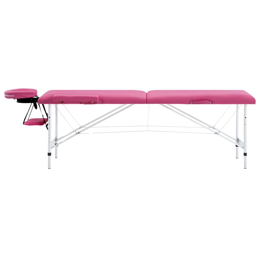 Vidaxl massagetafel inklapbaar 2 zones aluminium roze