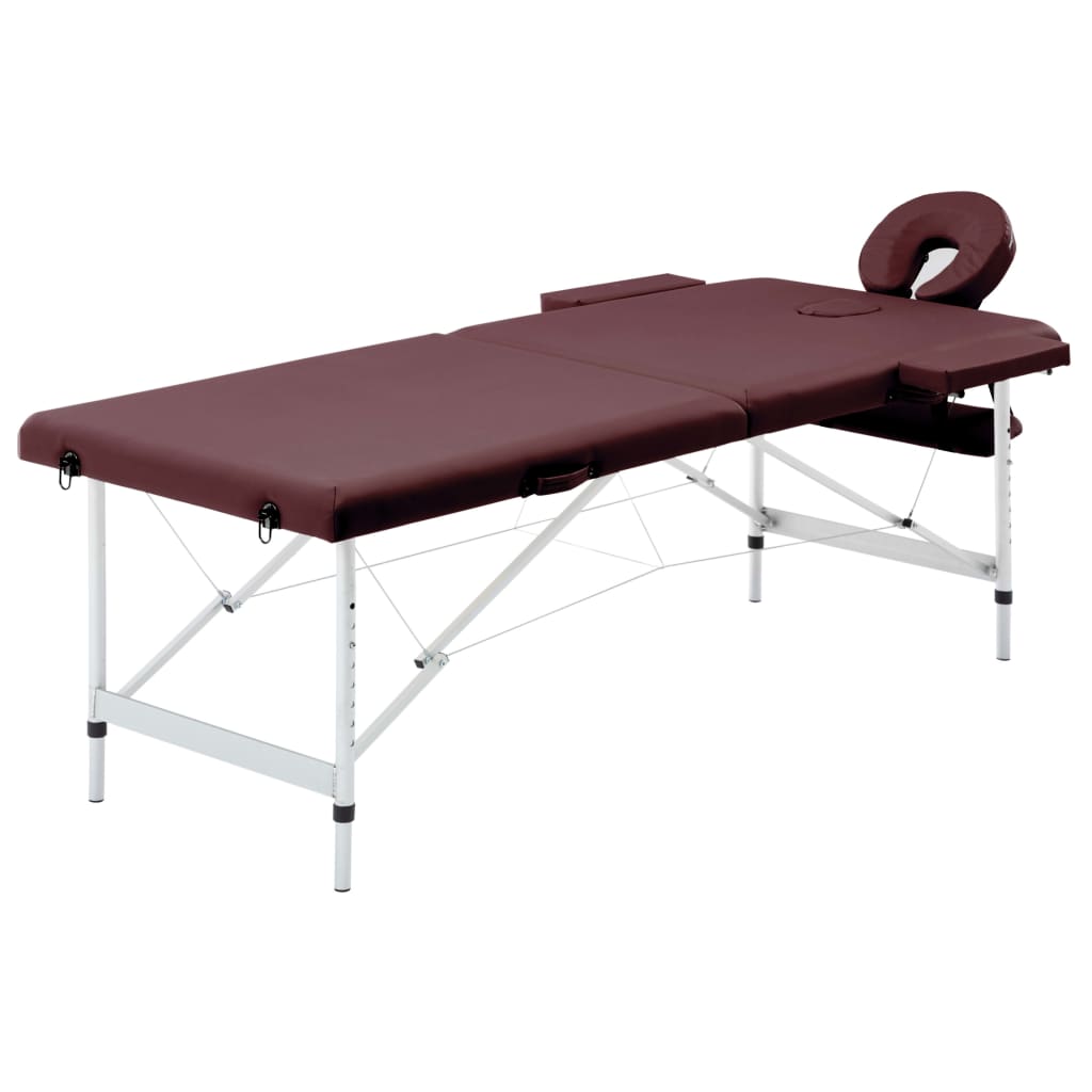 Vidaxl massagetafel inklapbaar 2 zones aluminium wijnpaars