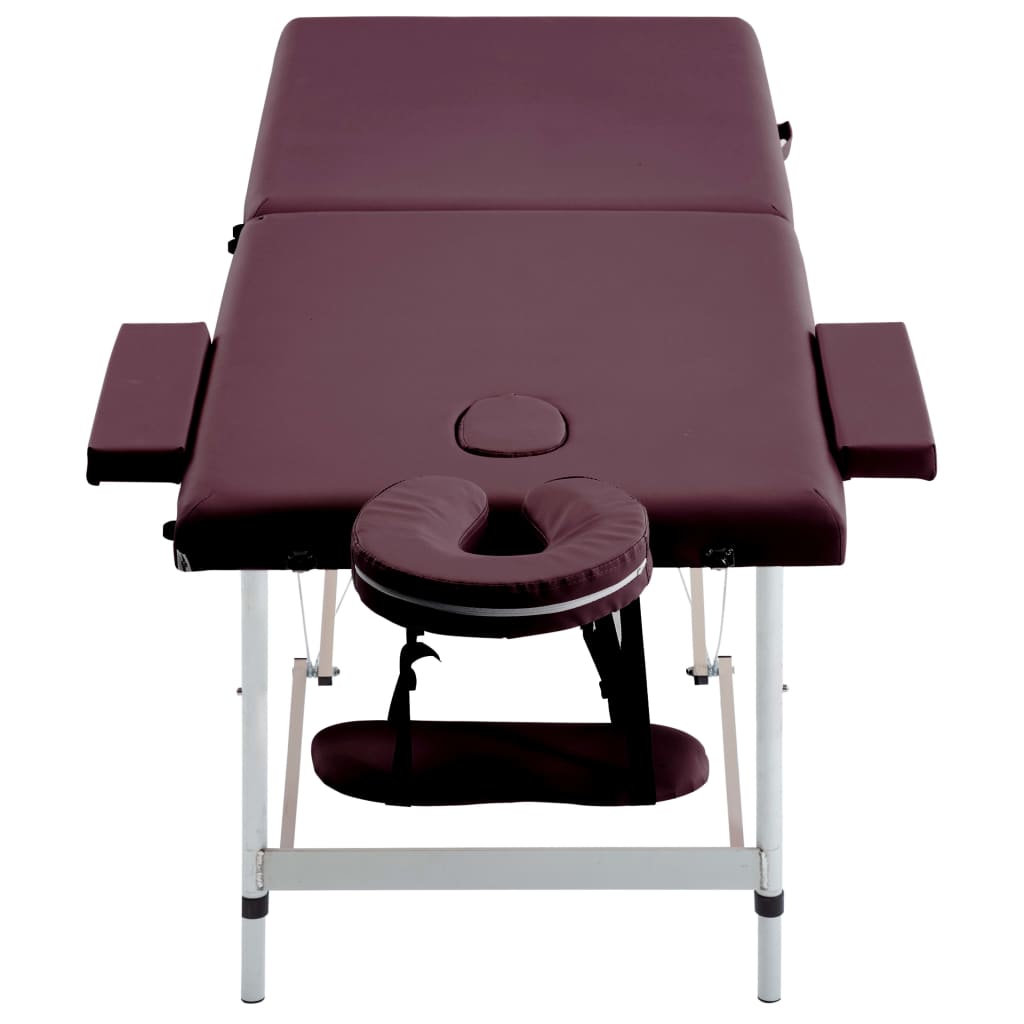 Vidaxl massagetafel inklapbaar 2 zones aluminium wijnpaars