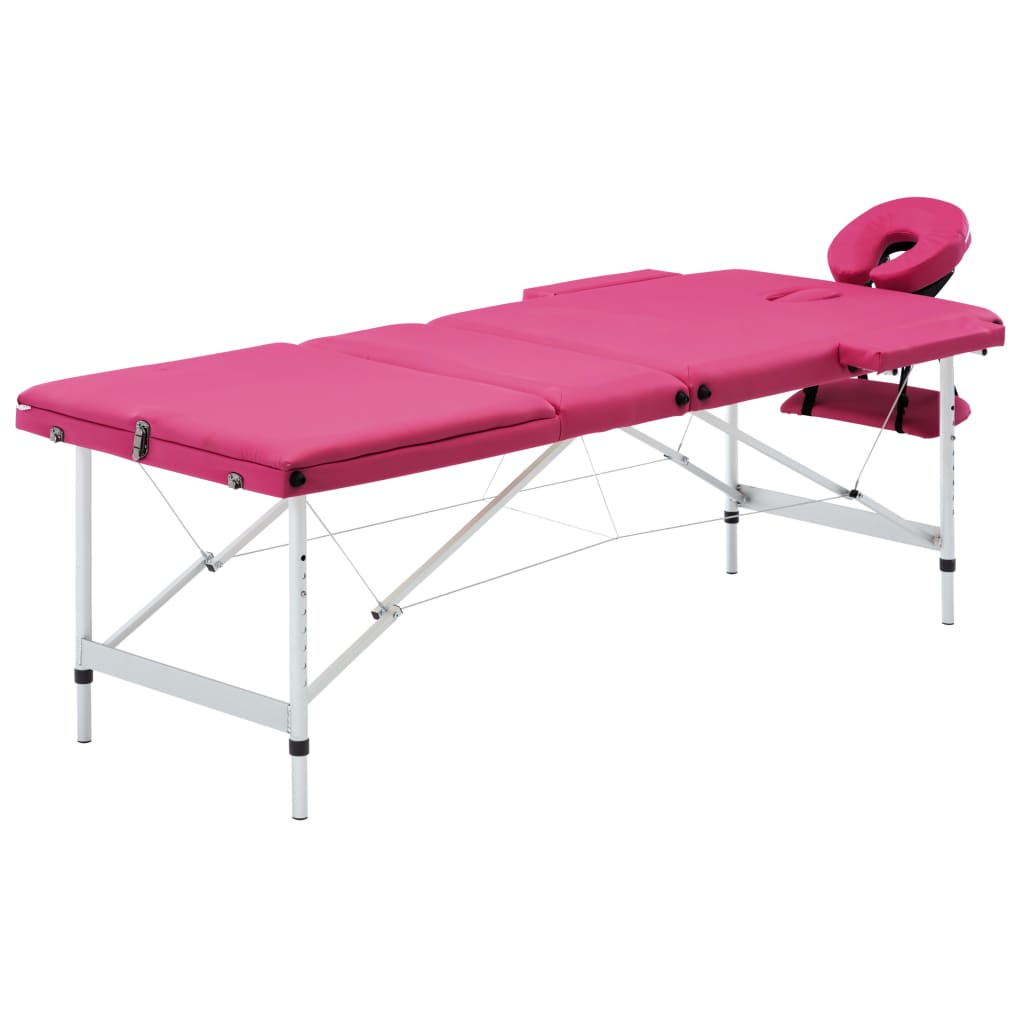Vidaxl massagetafel inklapbaar 3 zones aluminium roze