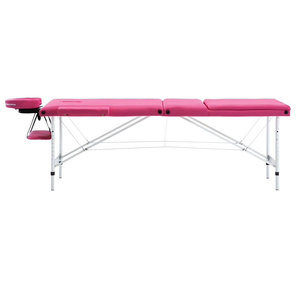 Vidaxl massagetafel inklapbaar 3 zones aluminium roze