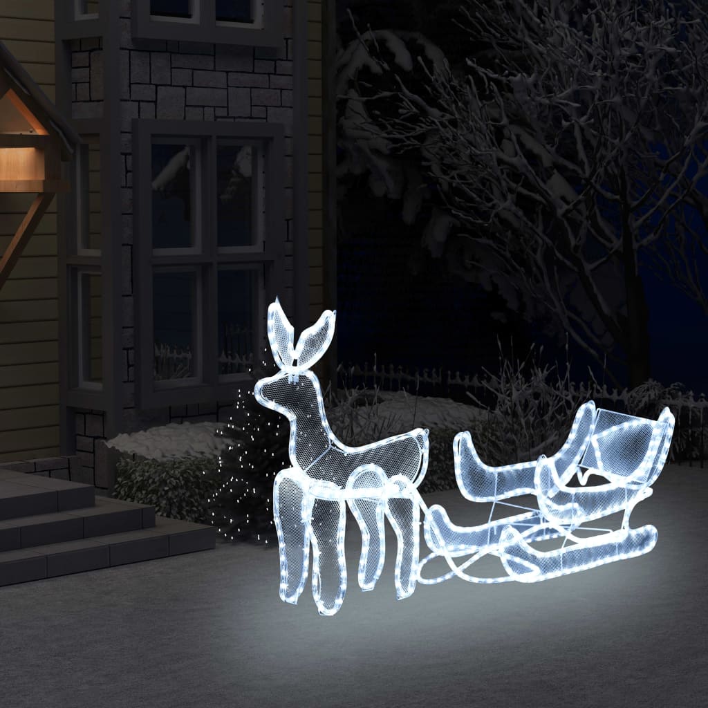 VidaXL Kerstverlichting renderend en slee met mesh 432 LED's