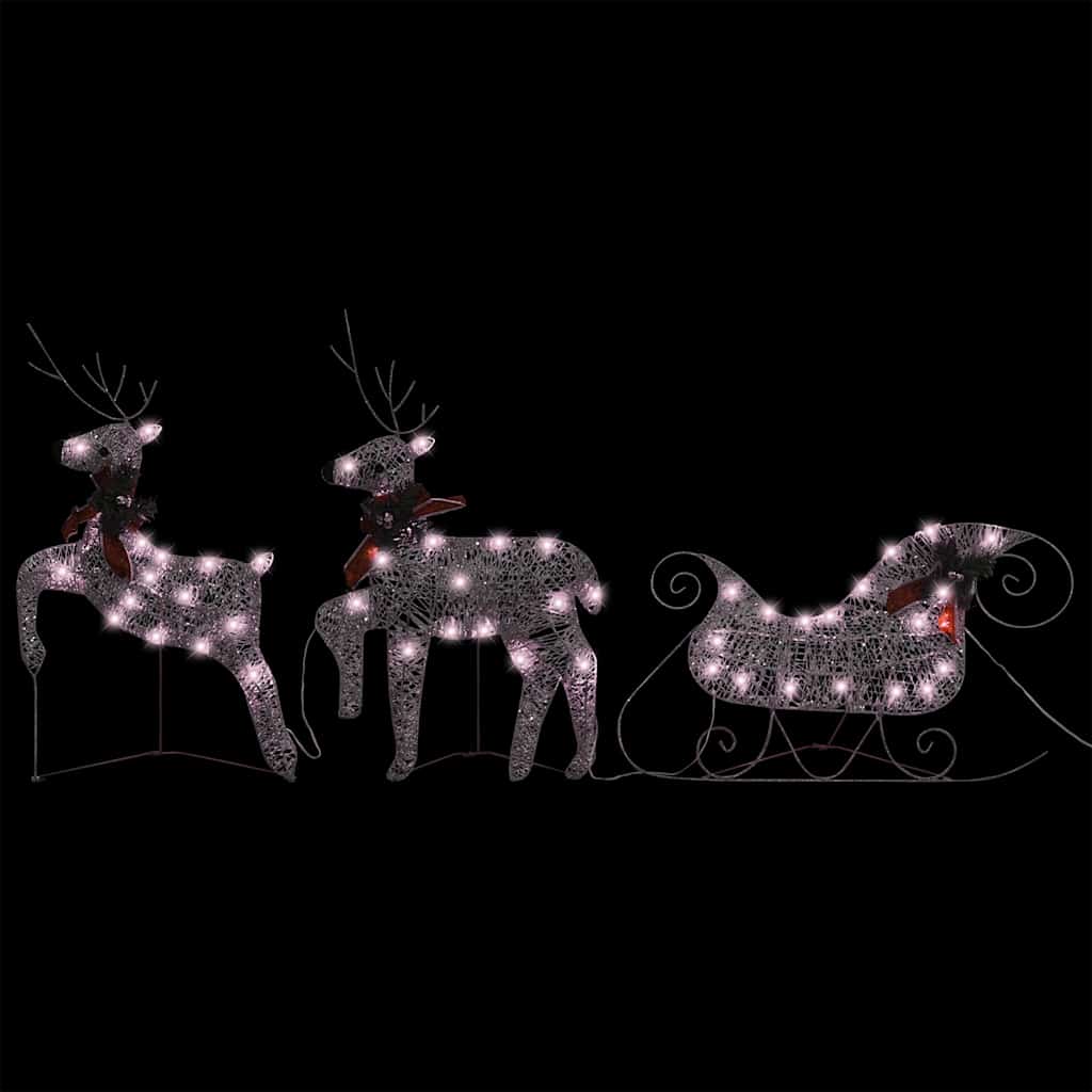 VidaXL Kerstdecoratie rendieren en slaap 60 LED's goudkleurig