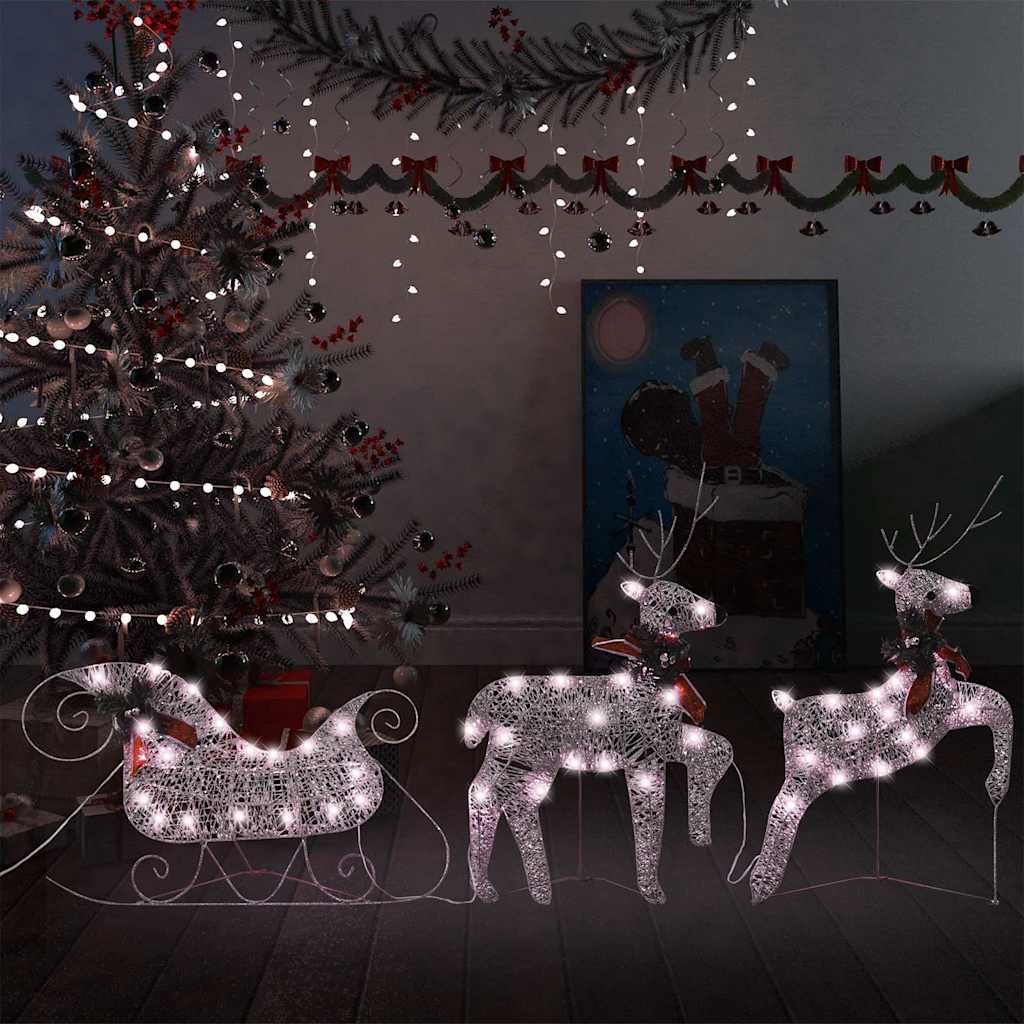 VidaXL Kerstdecoratie rendieren en slaap 60 LED's goudkleurig