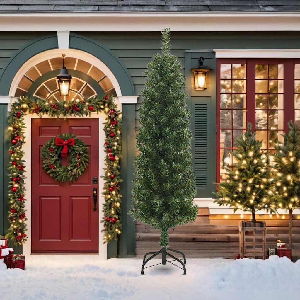 Vidaxl kunstkerstboom met standaard klein 210 cm pvc groen