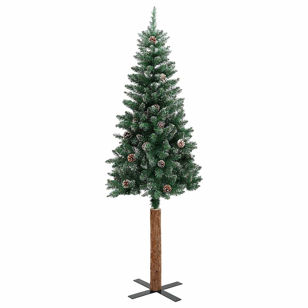 Vidaxl kerstboom met echt hout en sneeuw smal 150 cm groen