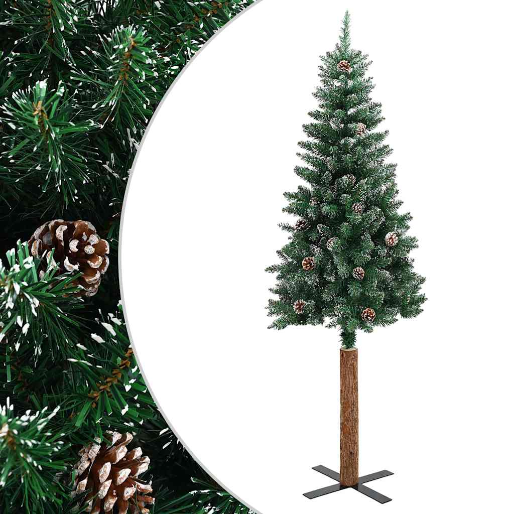 VidaXL Kerstboom met echt hout en sneeuw klein 210 cm groen
