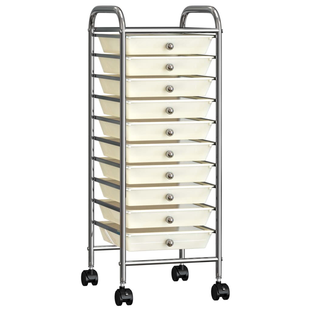 Vidaxl opbergtrolley met 10 laden mobiel kunststof wit