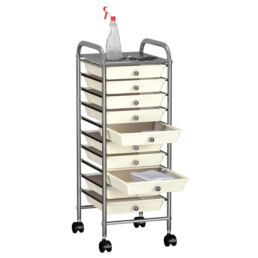 Vidaxl opbergtrolley met 10 laden mobiel kunststof wit