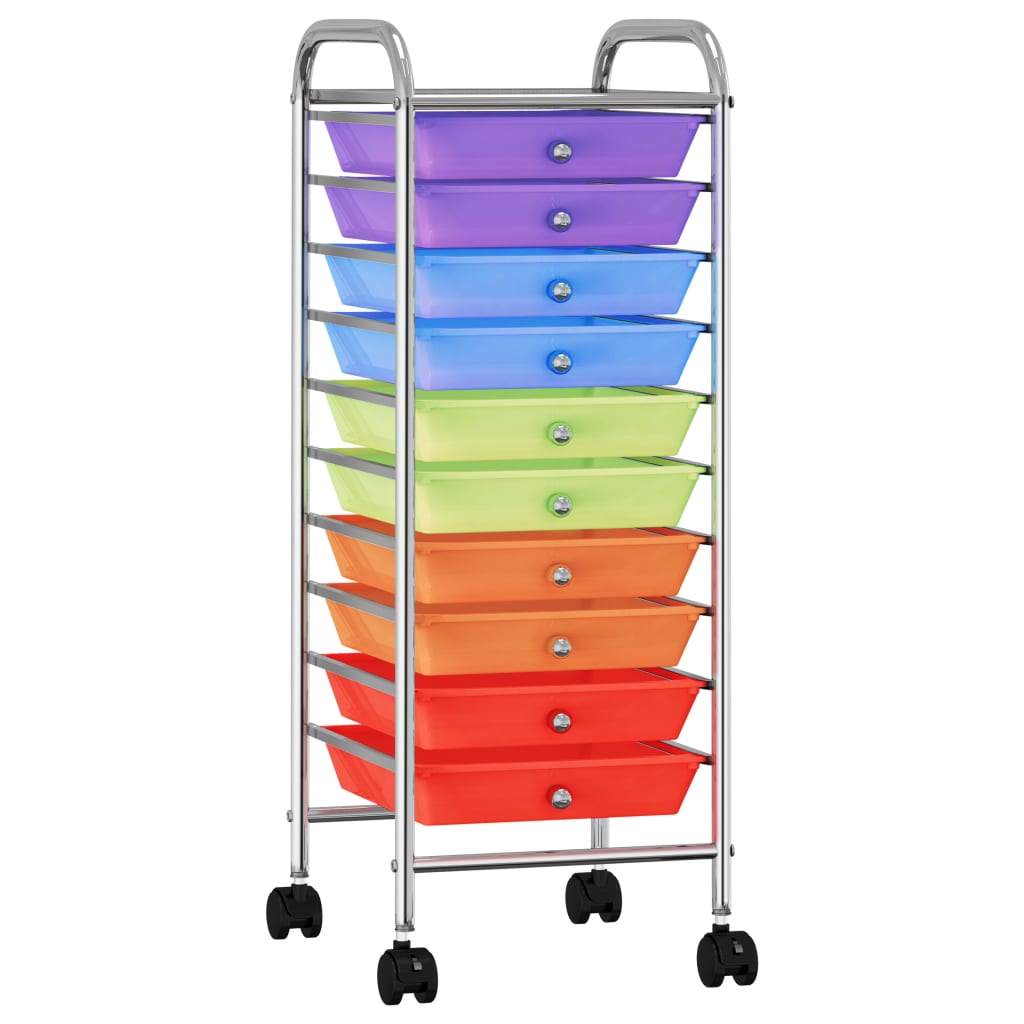 VidaXL Opbergtrolley met 10 laden mobiel kunststof meerkleurig