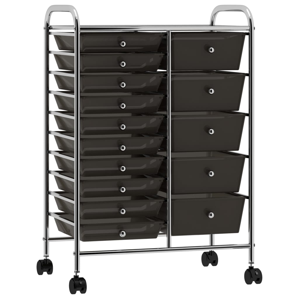 Vidaxl opbergtrolley met 15 laden mobiel xxl kunststof zwart