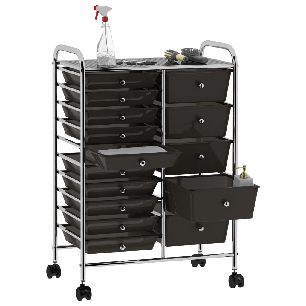 Vidaxl opbergtrolley met 15 laden mobiel xxl kunststof zwart