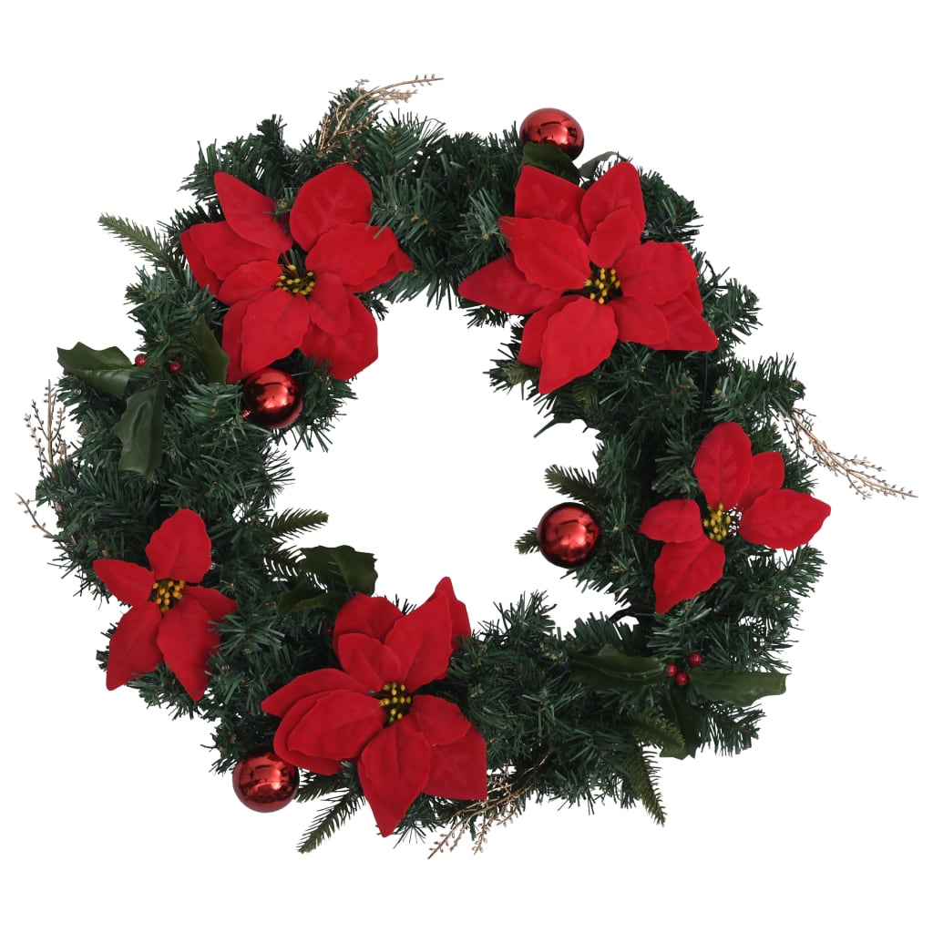 VidaXL Kerstkrans met LED-lampjes 60 cm PVC groen
