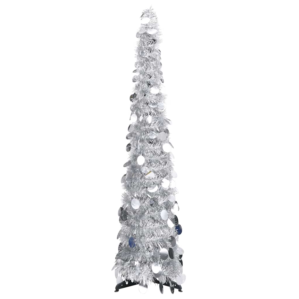 Vidaxl kunstkerstboom pop-up 120 cm pet zilverkleurig