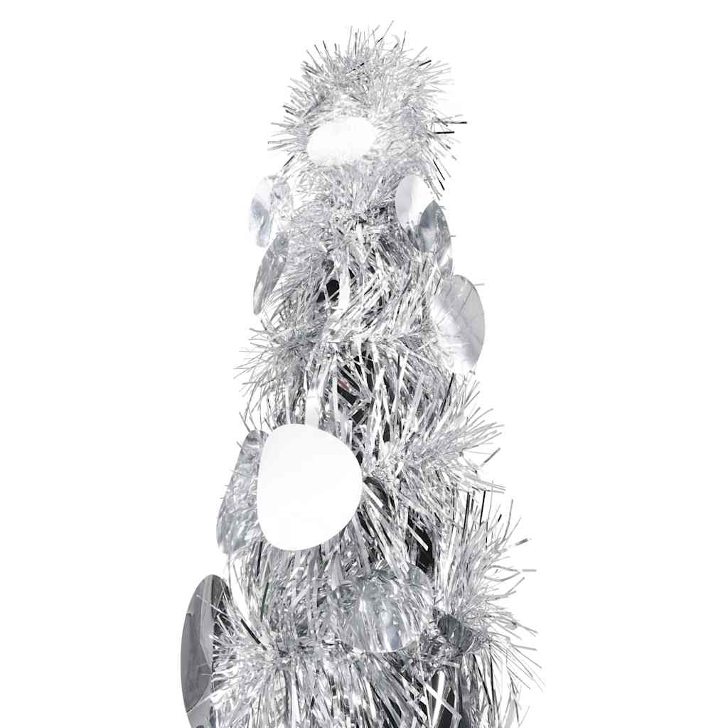 Vidaxl kunstkerstboom pop-up 120 cm pet zilverkleurig