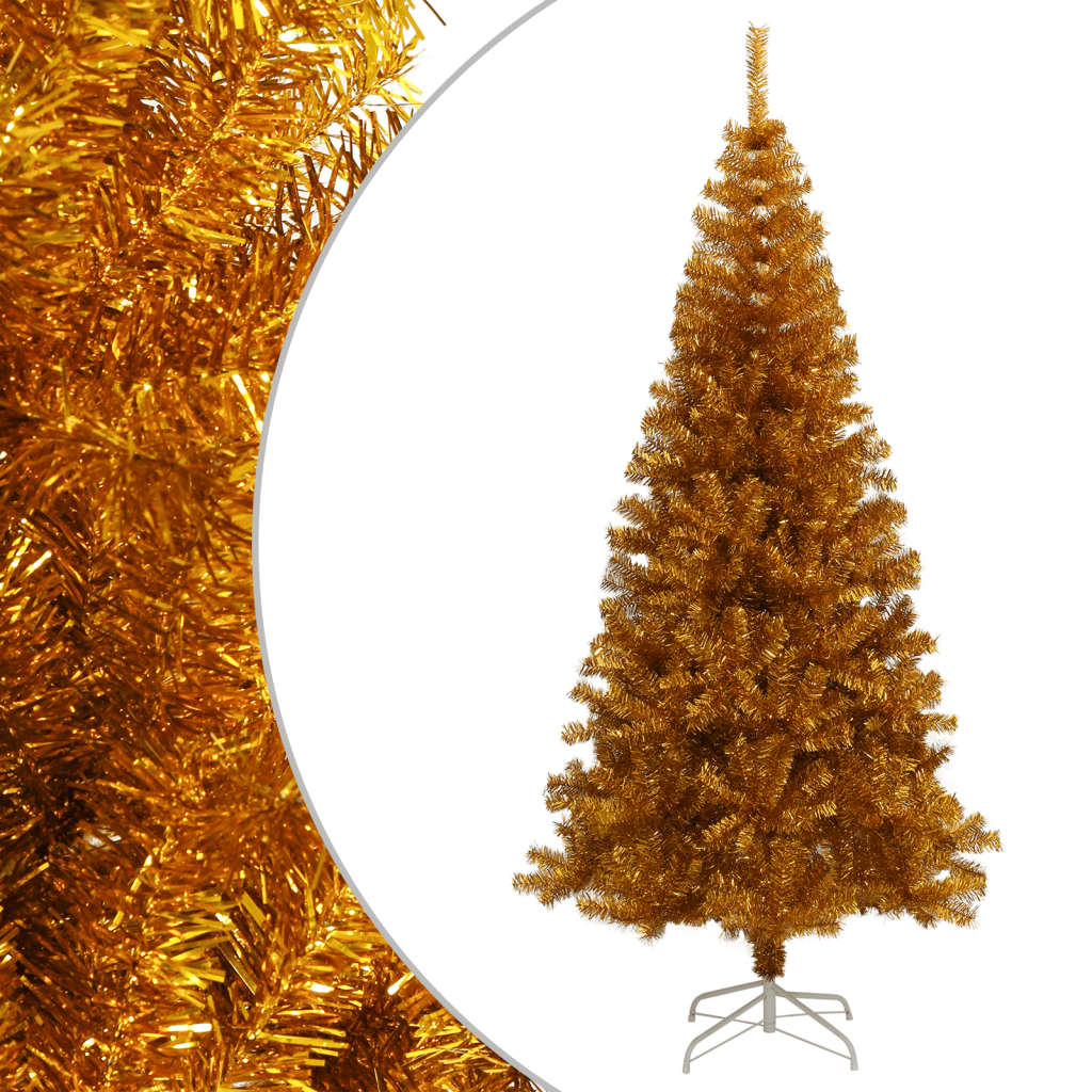 Vidaxl kunstkerstboom met standaard 180 cm pet goudkleurig