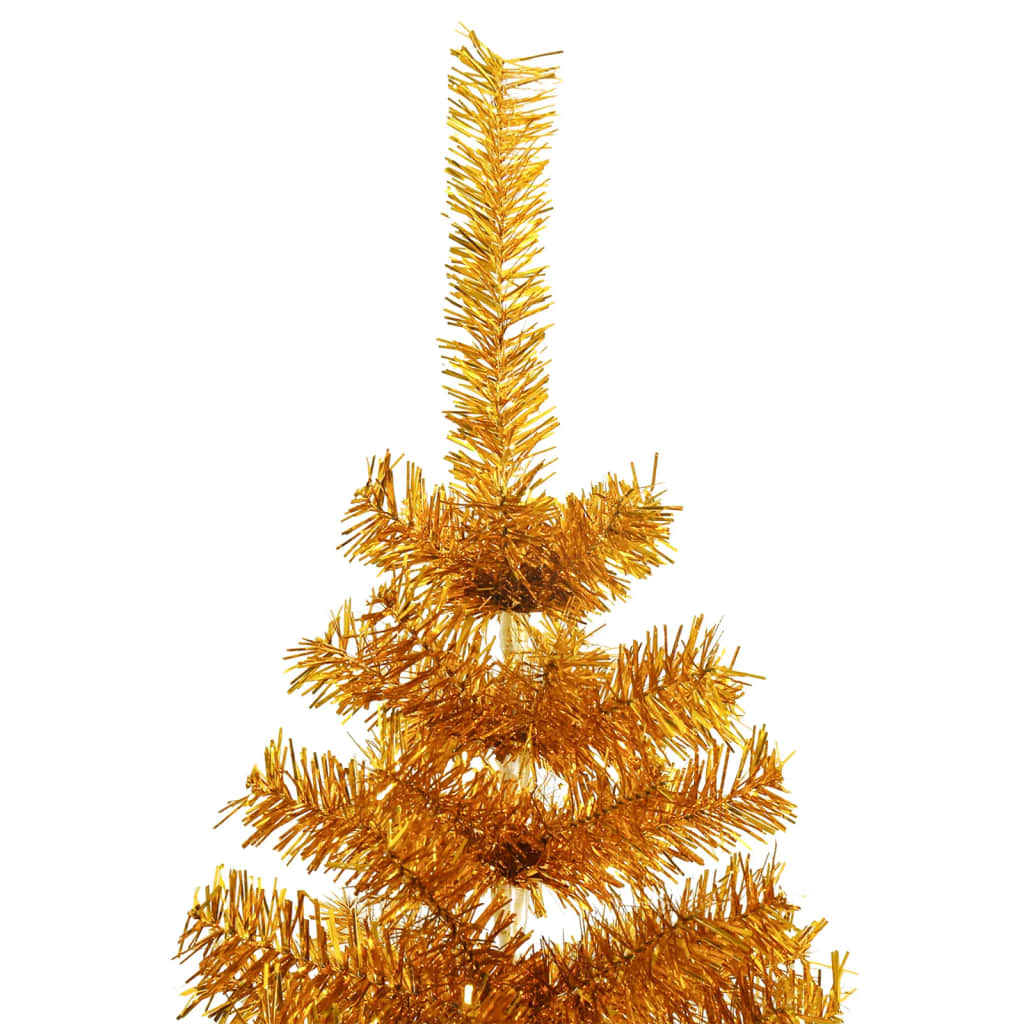VidaXL Kunstkerstboom met standaard 210 cm PET goudkleurig