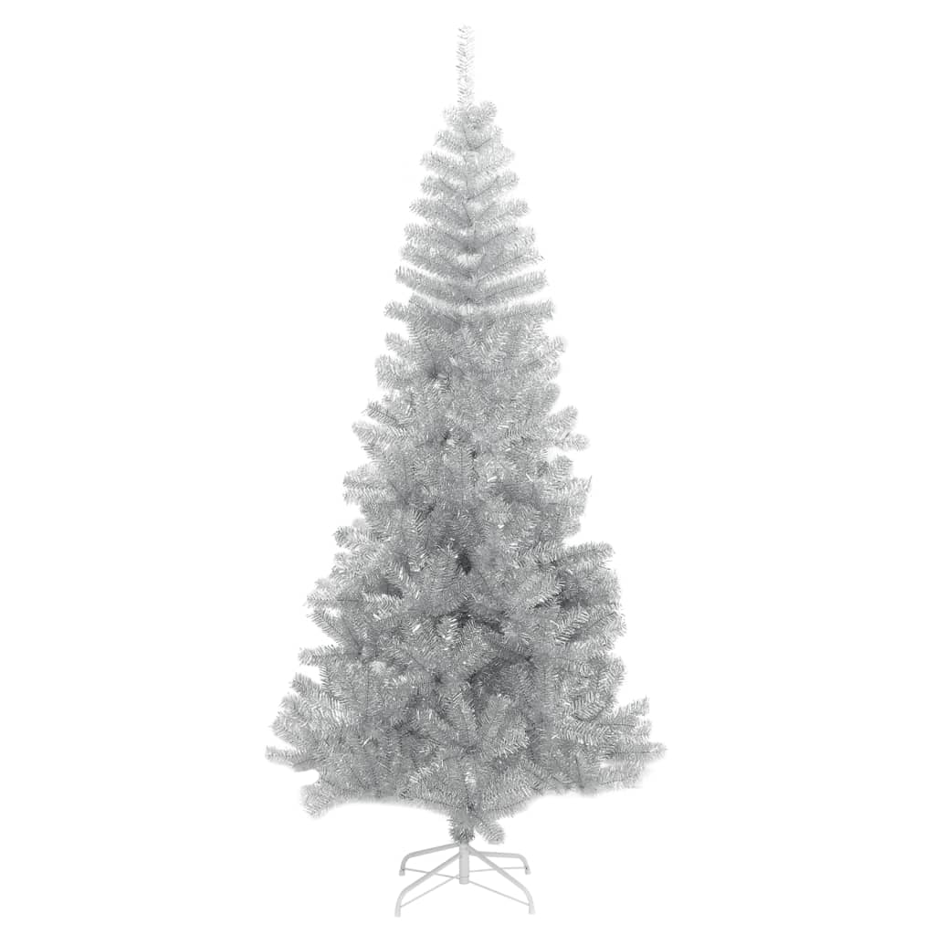 VidaXL Kunstkerstboom met standaard 210 cm PET zilverkleurig
