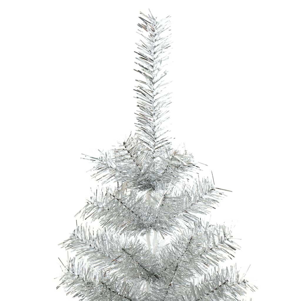 VidaXL Kunstkerstboom met standaard 210 cm PET zilverkleurig