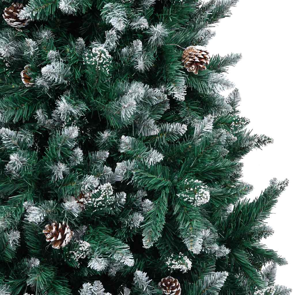 Vidaxl kunstkerstboom met dennenappels en witte sneeuw 210 cm