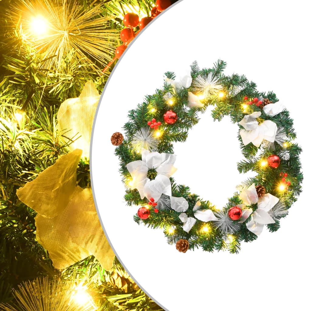 Vidaxl kerstkrans met led-lampjes 60 cm pvc groen
