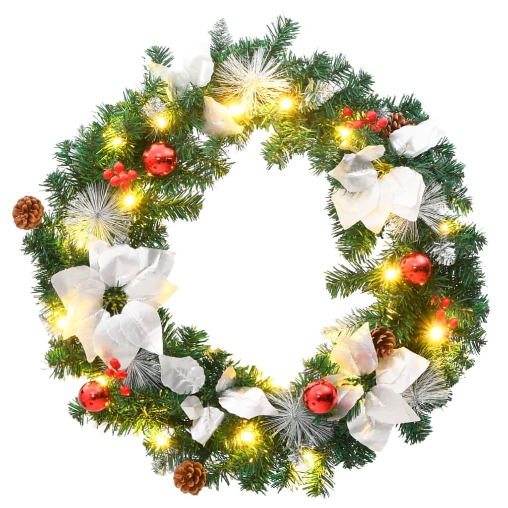 Vidaxl kerstkrans met led-lampjes 60 cm pvc groen