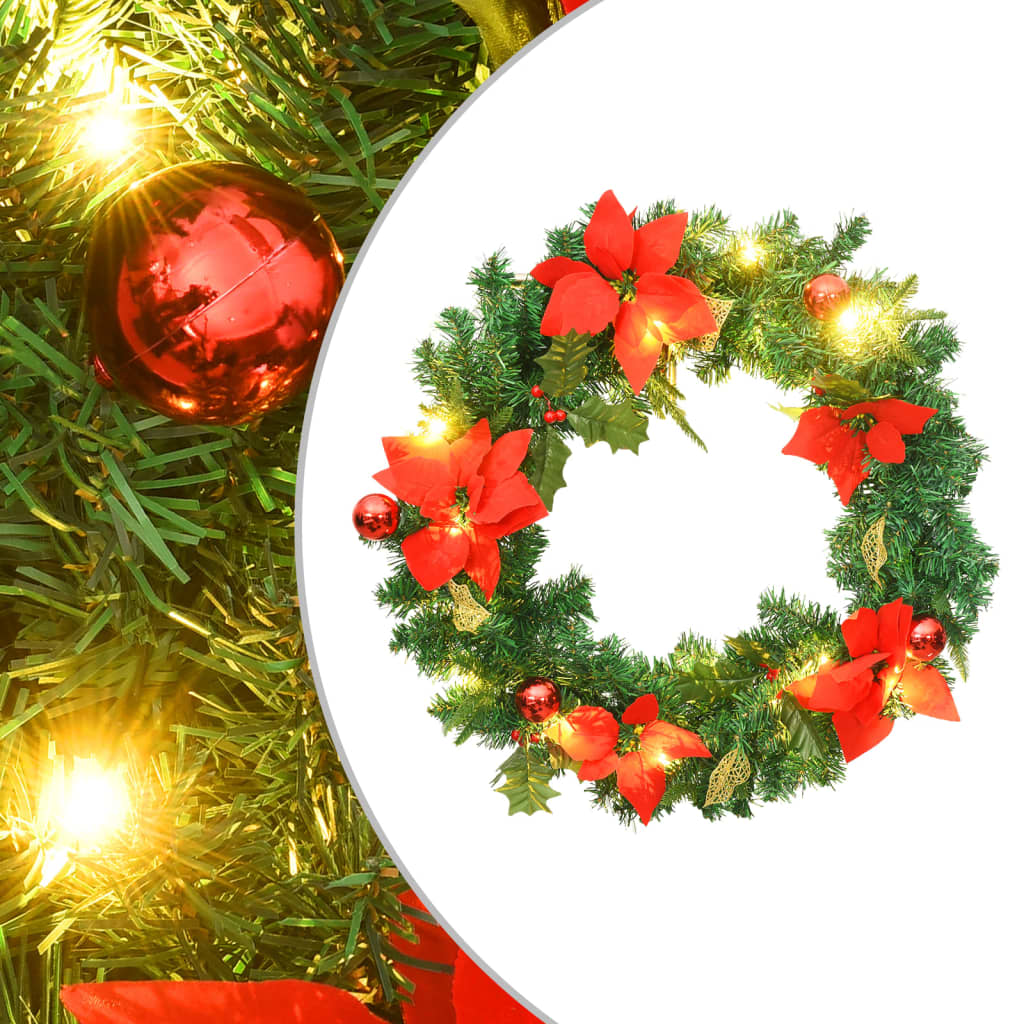 Vidaxl kerstkrans met led-lampjes 60 cm pvc groen