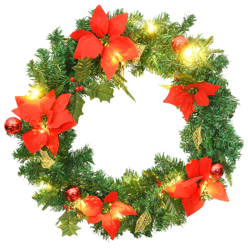 Vidaxl kerstkrans met led-lampjes 60 cm pvc groen