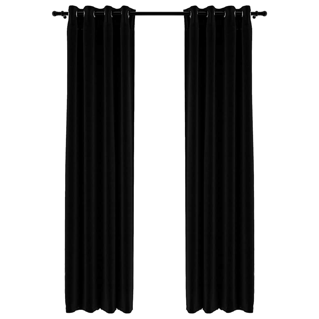 Vidaxl gordijnen linnenlook verduisterend ogen 2 st 140x225 cm zwart