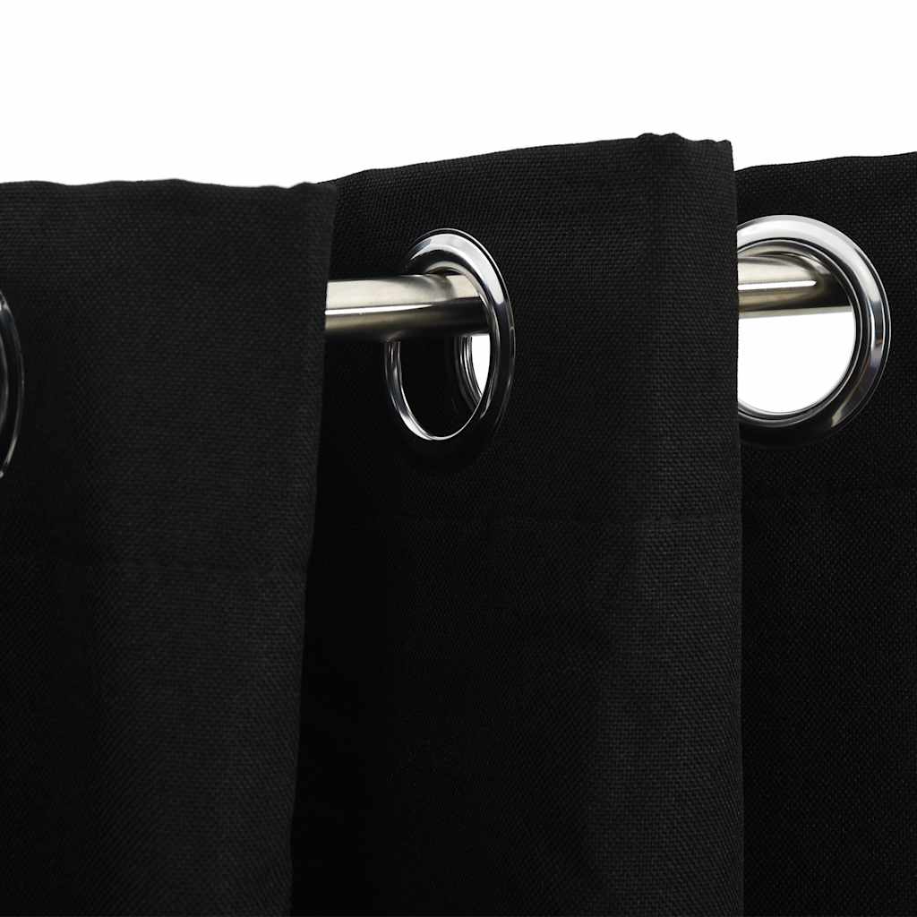 VidaXL Gordijn linnenlook verduisterend met ogen 290x245 cm zwart